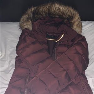 Women’s Burgundy Faux Fur winter coat